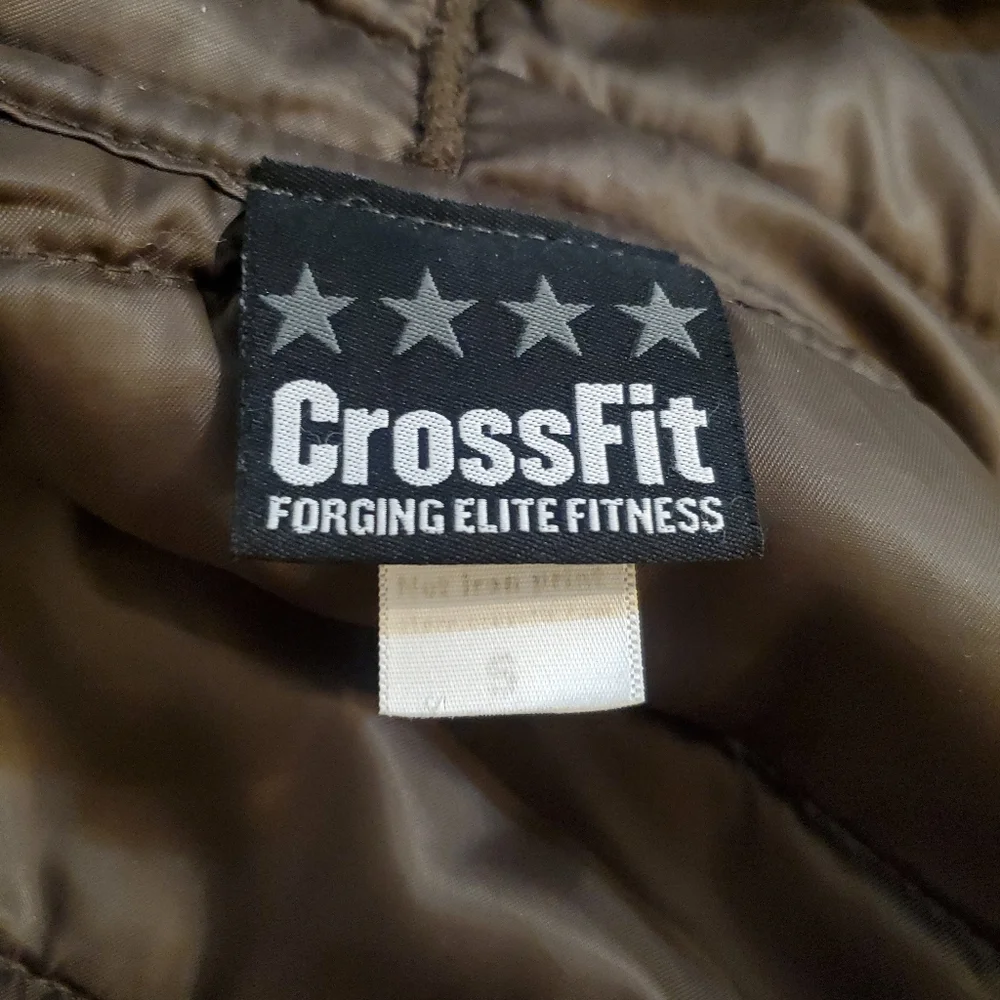 Crossfit Women's‎ Original Vintage Brown Quilted Zip Up Hoodie Jacket Size Small